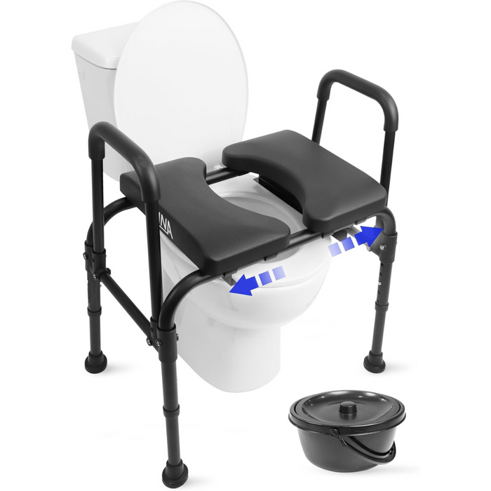 Asiento Elevador WC, Silla Orinal con Asiento Ajustable  (3 en 1) para Adultos Negra | KMINA