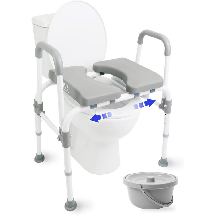 Asiento Elevador WC, Silla Orinal con Asiento Ajustable  (3 en 1) para Adultos Blanca | KMINA