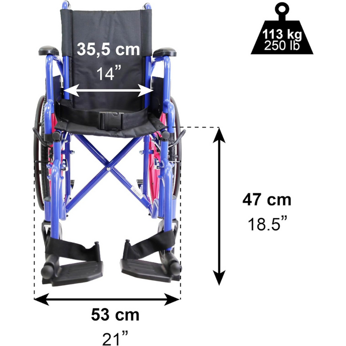 Silla de Ruedas Infantil Autopropulsable, Silla de Ruedas para Niños Plegable Rosa | PEPE | P10035