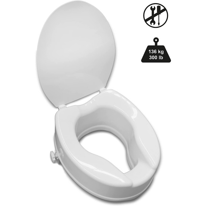 KMINA - Elevador WC Adulto con Tapa (10 cm, Blando), Alzador WC