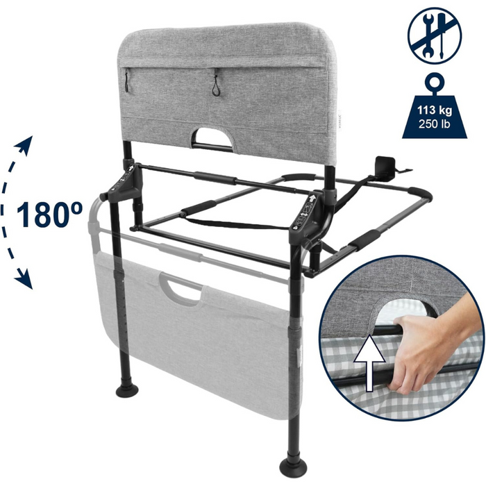 Barandilla Cama Adulto Abatible con Patas (de 90 a 180 cm) , Barrera Cama Ajustable | KMINA