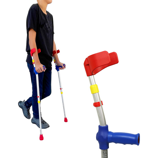KMINA - Muletas para antebrazo para adultos (2 unidades, puño abierto),  muletas para adultos ajustables con almohadilla de asa, muletas de brazo de