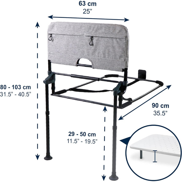 Barandilla Cama Adulto Abatible con Patas (de 90 a 180 cm) , Barrera Cama Ajustable | KMINA