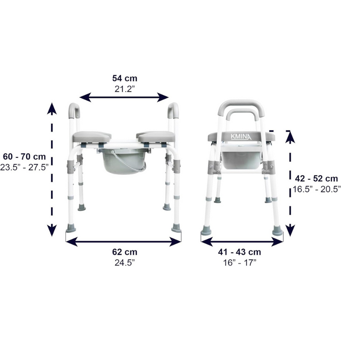 Asiento Elevador WC, Silla Orinal con Asiento Ajustable  (3 en 1) para Adultos Blanca | KMINA