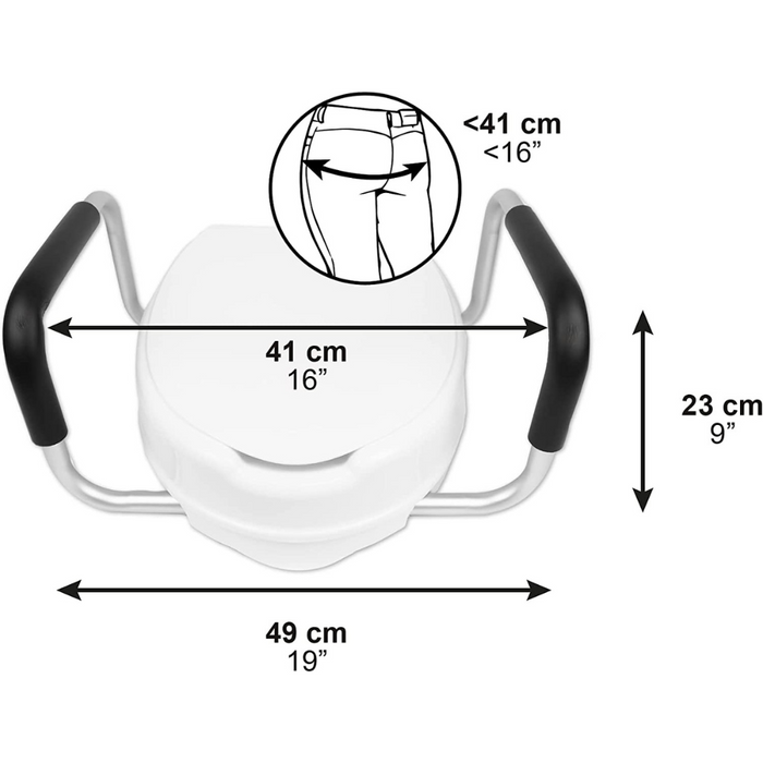Elevador WC con Reposabrazos (10 cm), Alza Inodoro para Adultos con Tapa | PEPE