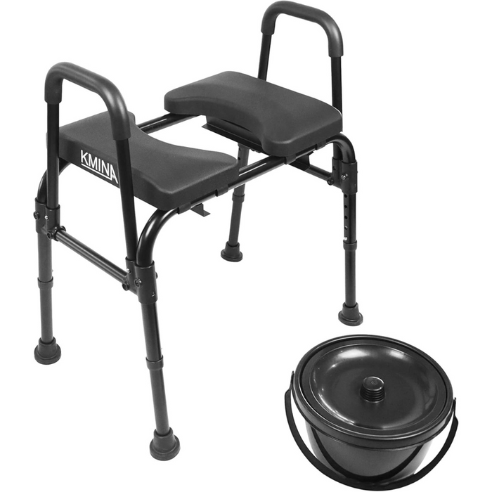 Asiento Elevador WC, Silla Orinal con Asiento Ajustable  (3 en 1) para Adultos Negra | KMINA