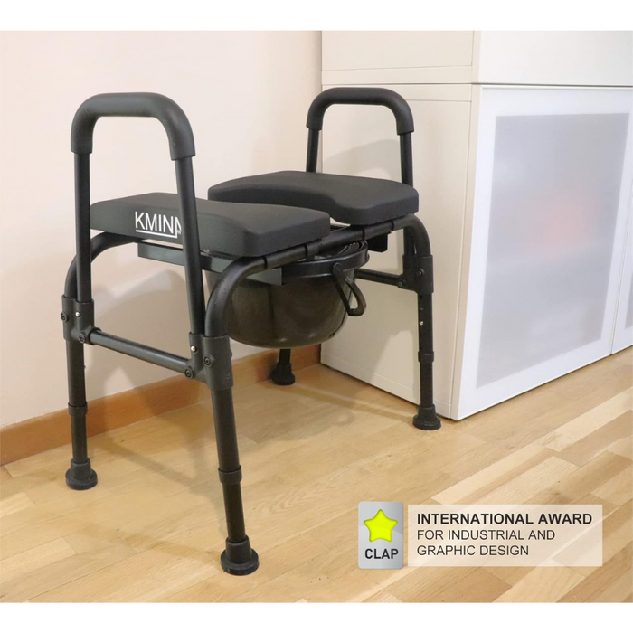 Asiento Elevador WC, Silla Orinal con Asiento Ajustable (3 en 1) para Adultos Negra | KMINA | K30029