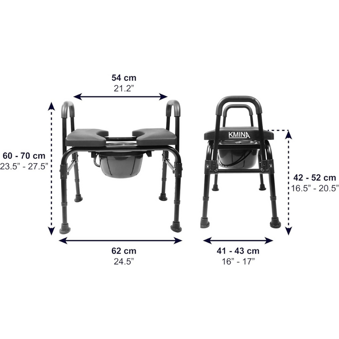 Asiento Elevador WC, Silla Orinal con Asiento Ajustable (3 en 1) para Adultos Negra | KMINA | K30029