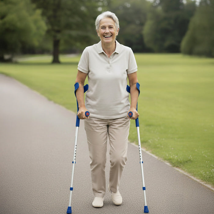 Muletas Ortopédicas Adulto (x2 uds), Muletas de Aluminio Regulables Azul | PEPE | P10002
