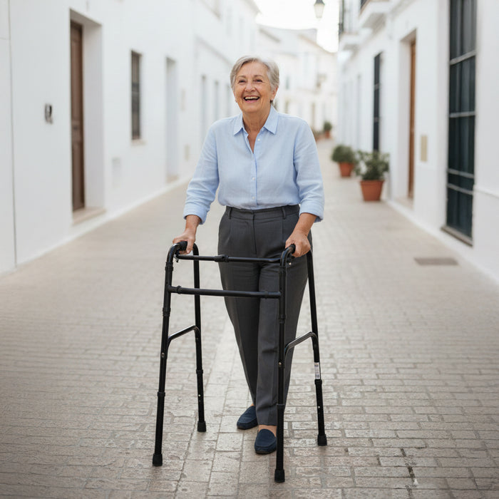 Andador para Adultos sin Ruedas (Color Negro), Tacataca para Ancianos de Aluminio | PEPE | P10012