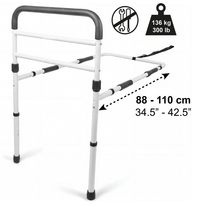 Barandilla Cama Adulto con Patas (Altura Somier de 26 a 41 cm), Barrera Cama Adultos Acolchada, Barandilla Protectora Cama Blanca | PEPE | P40026