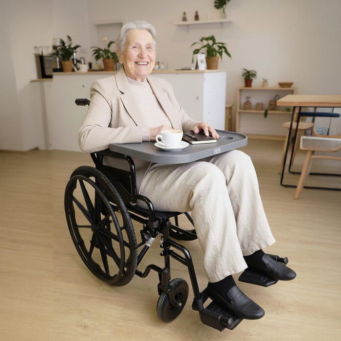 Bandeja para Silla de Ruedas con Portavasos Gris | PEPE | P10036