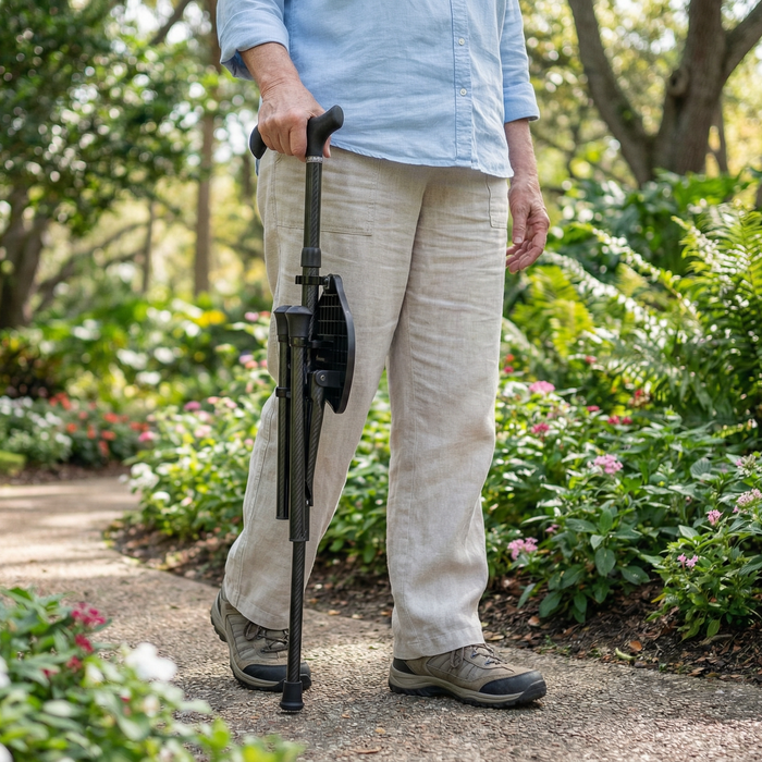 Bastón Asiento de Fibra de Carbono (Altura Regulable) | KMINA | K10059