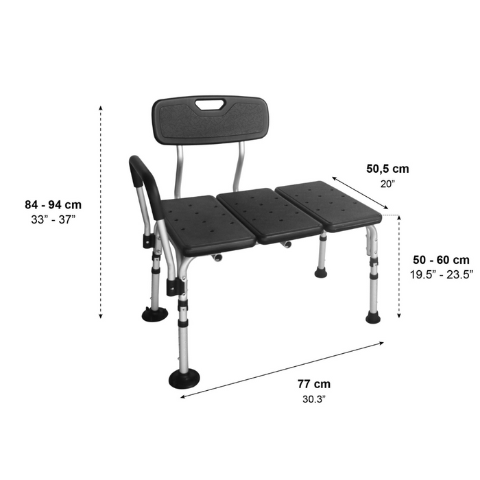 Asiento para Bañera Adulto con Asa, Banco Transferencia Negro para Mayores | PEPE