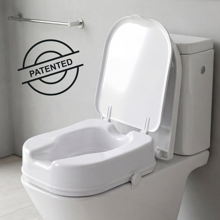 Elevador WC para Mayores Cuadrado (10 cm), Alza Inodoro Cuadrado Adultos con Tapa | PEPE | P30041