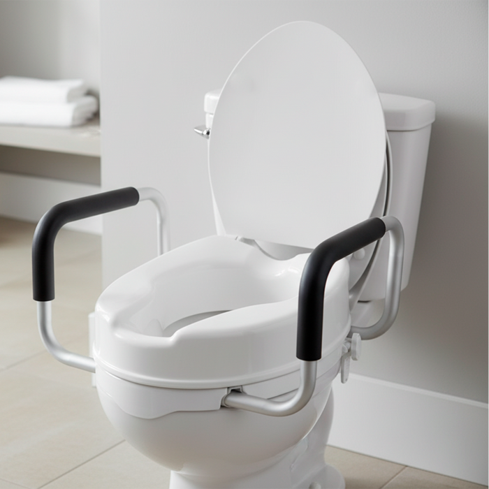 Elevador WC con Reposabrazos (10 cm), Alza Inodoro para Adultos con Tapa | PEPE | P30012