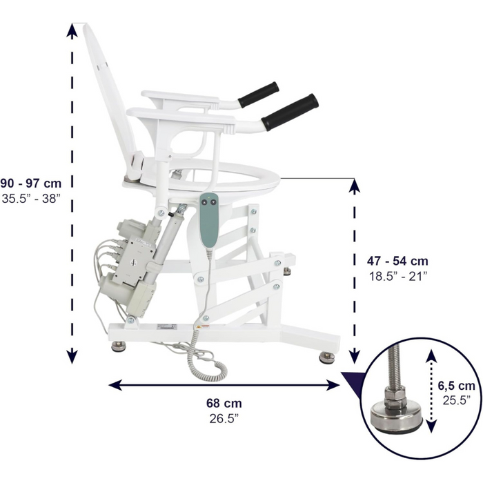 Elevador WC para Personas Mayores Eléctrico con Tapa, Alzador WC Adulto con Reposabrazos | KMINA | K30037