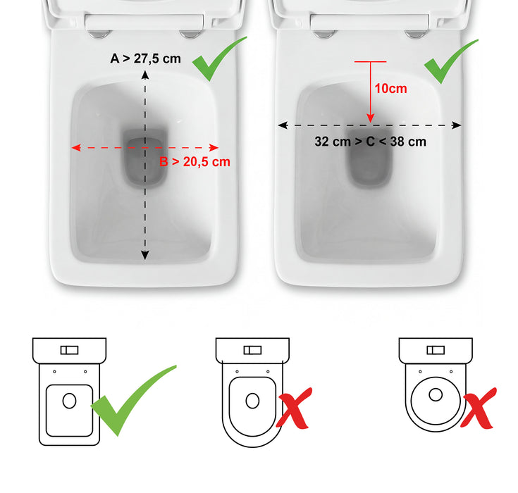 Elevador WC para Mayores Cuadrado (10 cm), Alza Inodoro Cuadrado Adultos con Tapa | PEPE | P30041