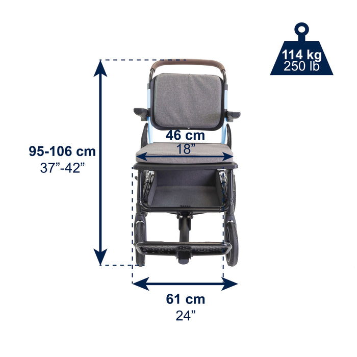 Silla de Ruedas Plegable y Ligera, Sillas Ruedas Transporte, Azul | KMINA PRO | K10082