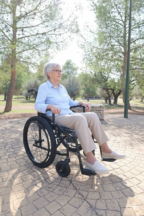 Silla de Ruedas Todoterreno Plegable (Asiento 46 cm), Sillas de Ruedas para Personas Mayores | KMINA | K10077