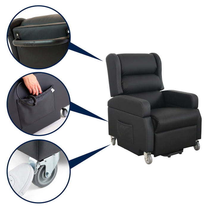 Sillón Elevador Relax Eléctrico con Asa, Sillón Relax Reclinable y Elevable Ortopédico, Sillón Levanta Personas Negro | KMINA | K40072