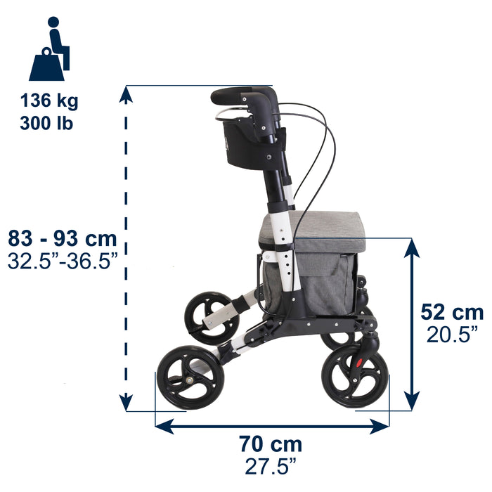 Andador Carro Compra Blanco, Andador para Personas Mayores con Asiento y cesta | KMINA | K10097
