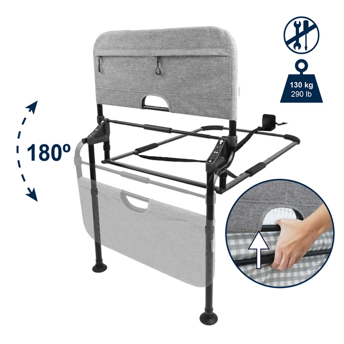 Barandilla Cama Adulto Abatible con Patas (de 90 a 180 cm) , Barrera Cama Ajustable | KMINA