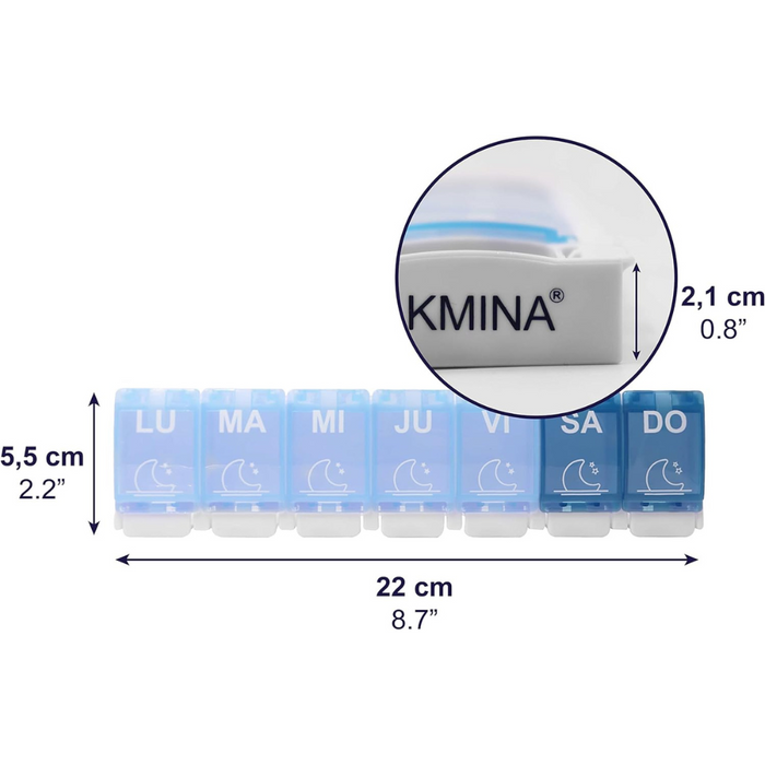 Pastillero Semanal 2 Tomas para Casa, Pastilleros Semanales Grandes, Organizador de Pastillas | KMINA | K40054