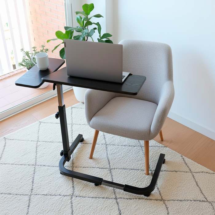 Mesa Auxiliar para Cama con Ruedas, Mesa Auxiliar Alta Hospital Negra | KMINA | K40065