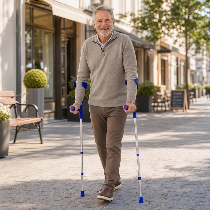 Muletas Ortopédicas Adulto (x2 uds), Muletas de Aluminio Regulables Azul | PEPE | P10002