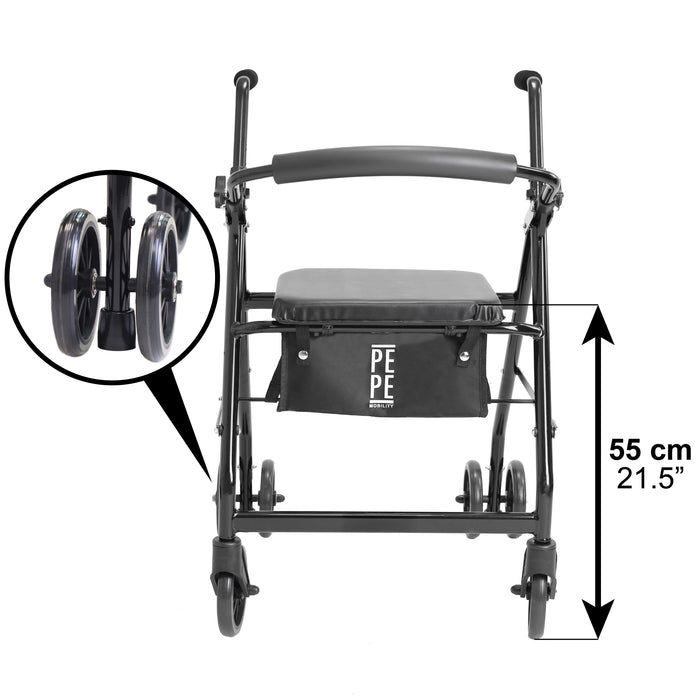 Andador para Adultos 4 Ruedas Freno Presión, Andadores para Personas Mayores Plegable | PEPE | P10050