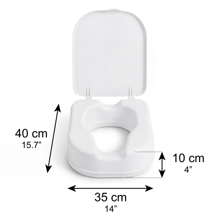 Elevador WC para Mayores Cuadrado (10 cm), Alza Inodoro Cuadrado Adultos con Tapa | PEPE | P30041