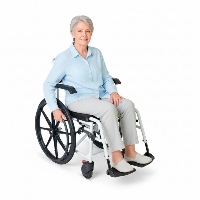 Silla de Ducha Autopropulsable , Silla de Ruedas para Ducha Autopropulsable con Inodoro Negra | KMINA | K30031