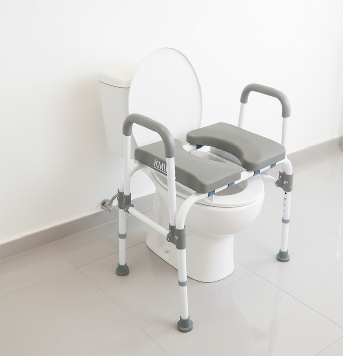 Asiento Elevador WC, Silla Orinal con Asiento Ajustable  (3 en 1) para Adultos Blanca | KMINA | K30035