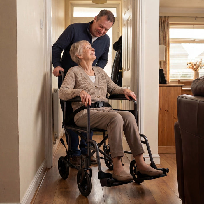 Silla de Ruedas Plegable y Ligera para Ancianos, Silla de Ruedas Estrecha para Casa | PEPE | P10019