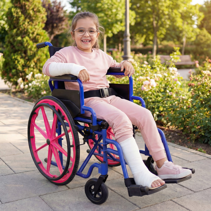 Silla de Ruedas Infantil Autopropulsable, Silla de Ruedas para Niños Plegable Rosa | PEPE | P10035