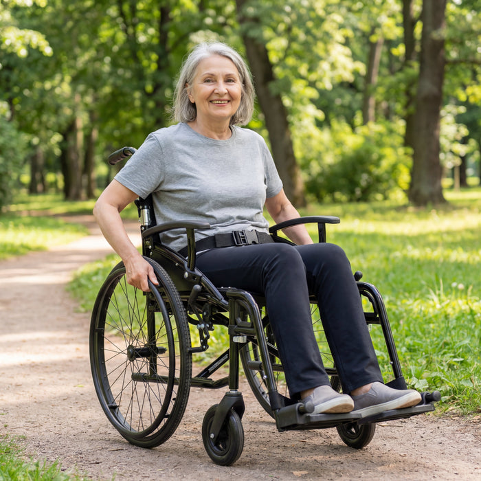 Silla de Ruedas Plegable y Ligera de Aluminio para Ancianos (Ancho Asiento 46 cm), Sillas de Ruedas para Personas Mayores | KMINA | K10078