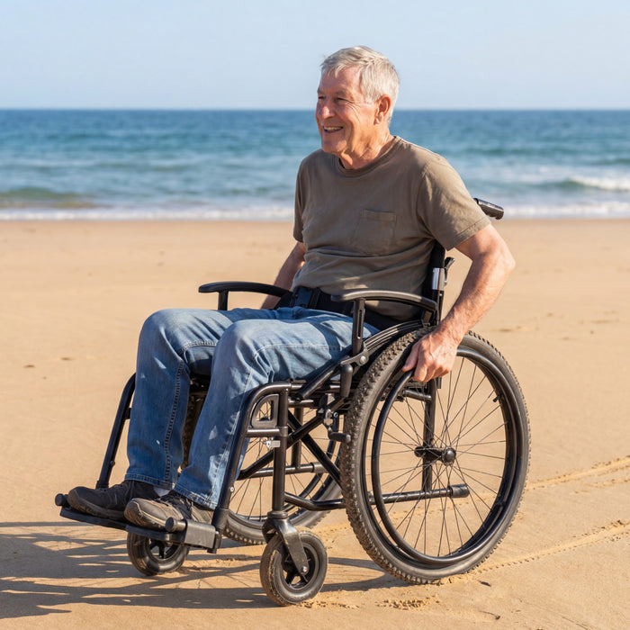 Silla de Ruedas Todoterreno Plegable (Asiento 46 cm), Sillas de Ruedas para Personas Mayores | KMINA | K10077