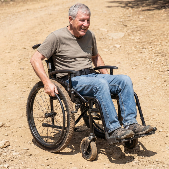 Silla de Ruedas Todoterreno Plegable (Asiento 46 cm), Sillas de Ruedas para Personas Mayores | KMINA | K10077