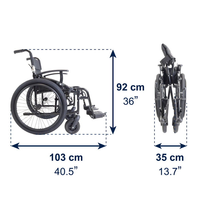 Silla de Ruedas Todoterreno Plegable (Asiento 46 cm), Sillas de Ruedas para Personas Mayores | KMINA | K10077