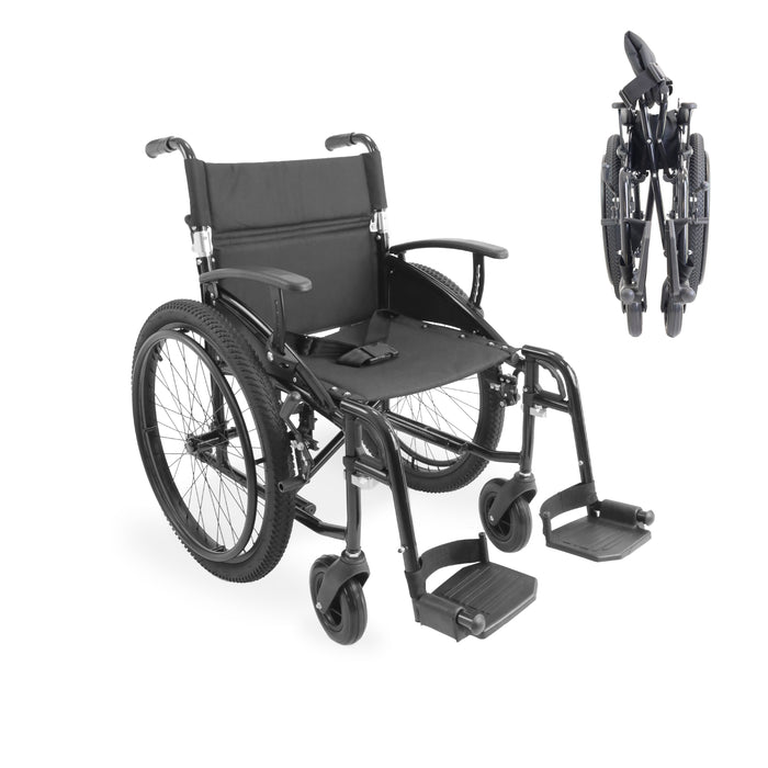 Silla de Ruedas Todoterreno Plegable (Asiento 46 cm), Sillas de Ruedas para Personas Mayores | KMINA | K10077