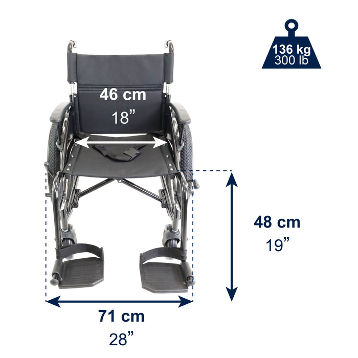 Silla de Ruedas Todoterreno Plegable (Asiento 46 cm), Sillas de Ruedas para Personas Mayores | KMINA | K10077