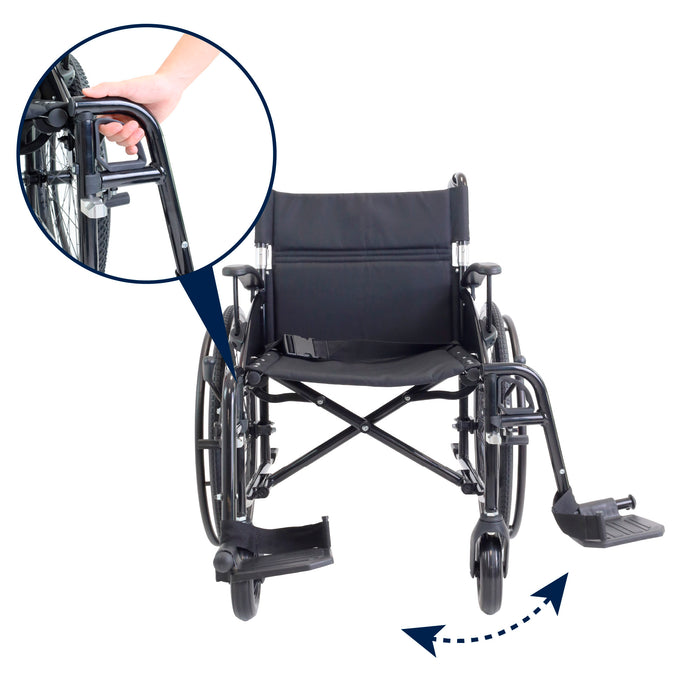 Silla de Ruedas Plegable y Ligera de Aluminio para Ancianos (Ancho Asiento 43 cm), Sillas de Ruedas para Personas Mayores | KMINA | K10079