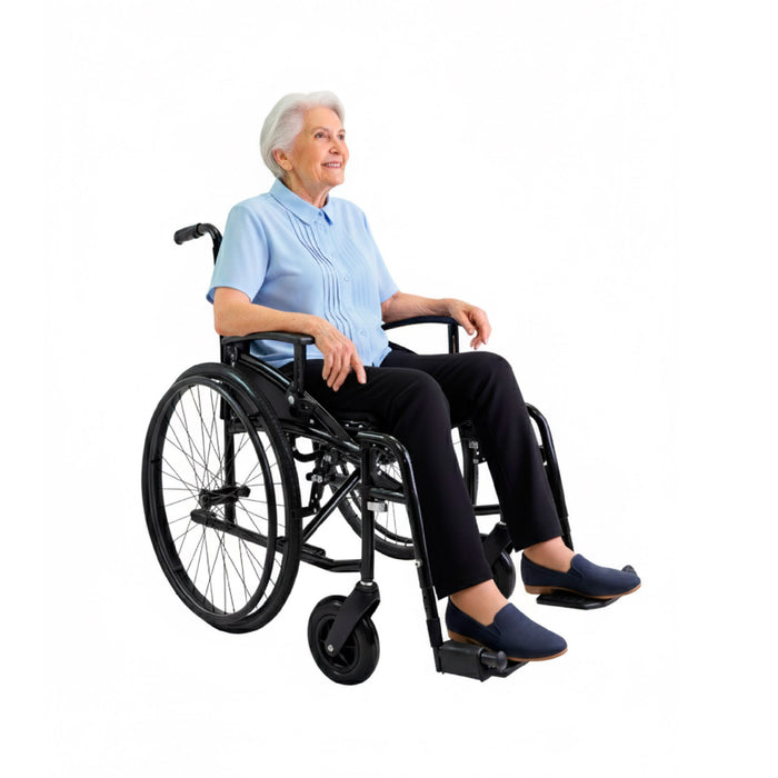 Silla de Ruedas Plegable y Ligera de Aluminio para Ancianos (Ancho Asiento 43 cm), Sillas de Ruedas para Personas Mayores | KMINA | K10079