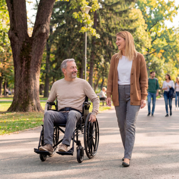 Silla de Ruedas Autopropulsable (Ancho Asiento 46 cm), Silla de Ruedas Plegable para Ancianos | PEPE | P10034
