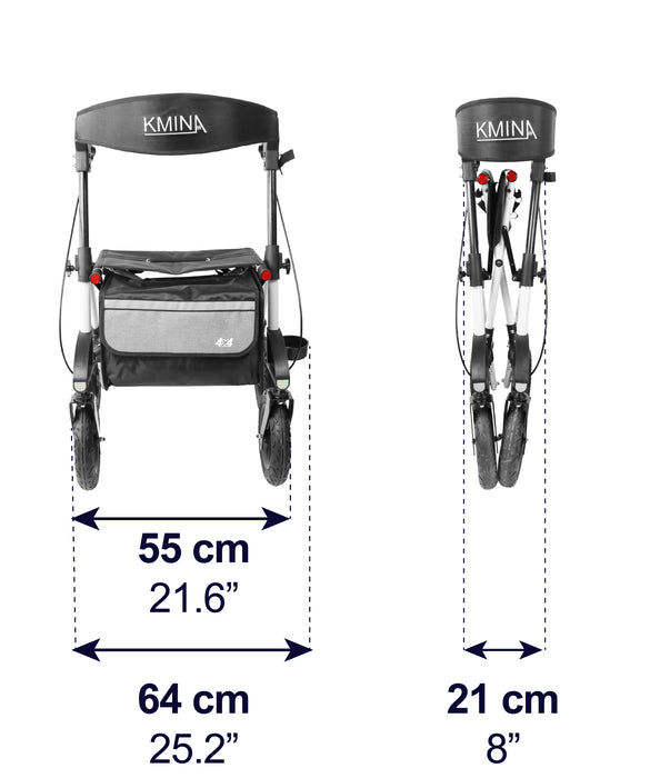 Andadores para Adultos Todoterreno, Andadores para Personas Mayores con 4 Ruedas Neumáticas | KMINA | K10060