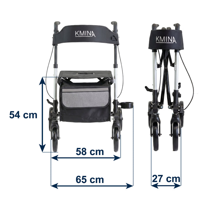 Andador Advance Blanco, Andador para Personas Mayores con Asiento y cesta | KMINA | K10092