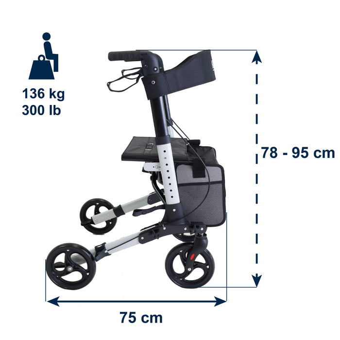 Andador Advance Blanco, Andador para Personas Mayores con Asiento y cesta | KMINA | K10092