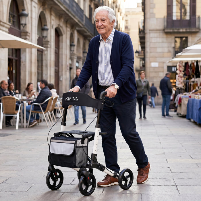 Andador Advance Blanco, Andador para Personas Mayores con Asiento y cesta | KMINA | K10092