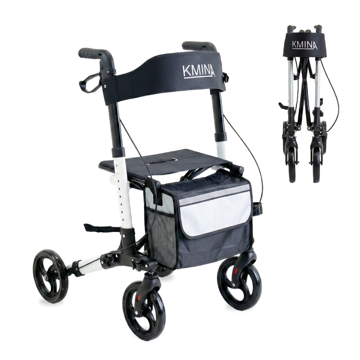 Andador Advance Blanco, Andador para Personas Mayores con Asiento y cesta | KMINA | K10092